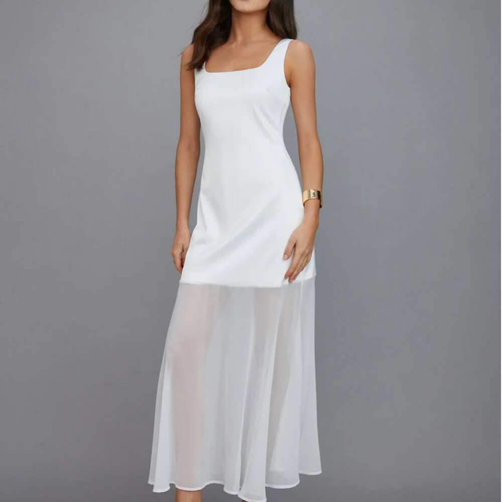 Sheer Overlay Long Dress